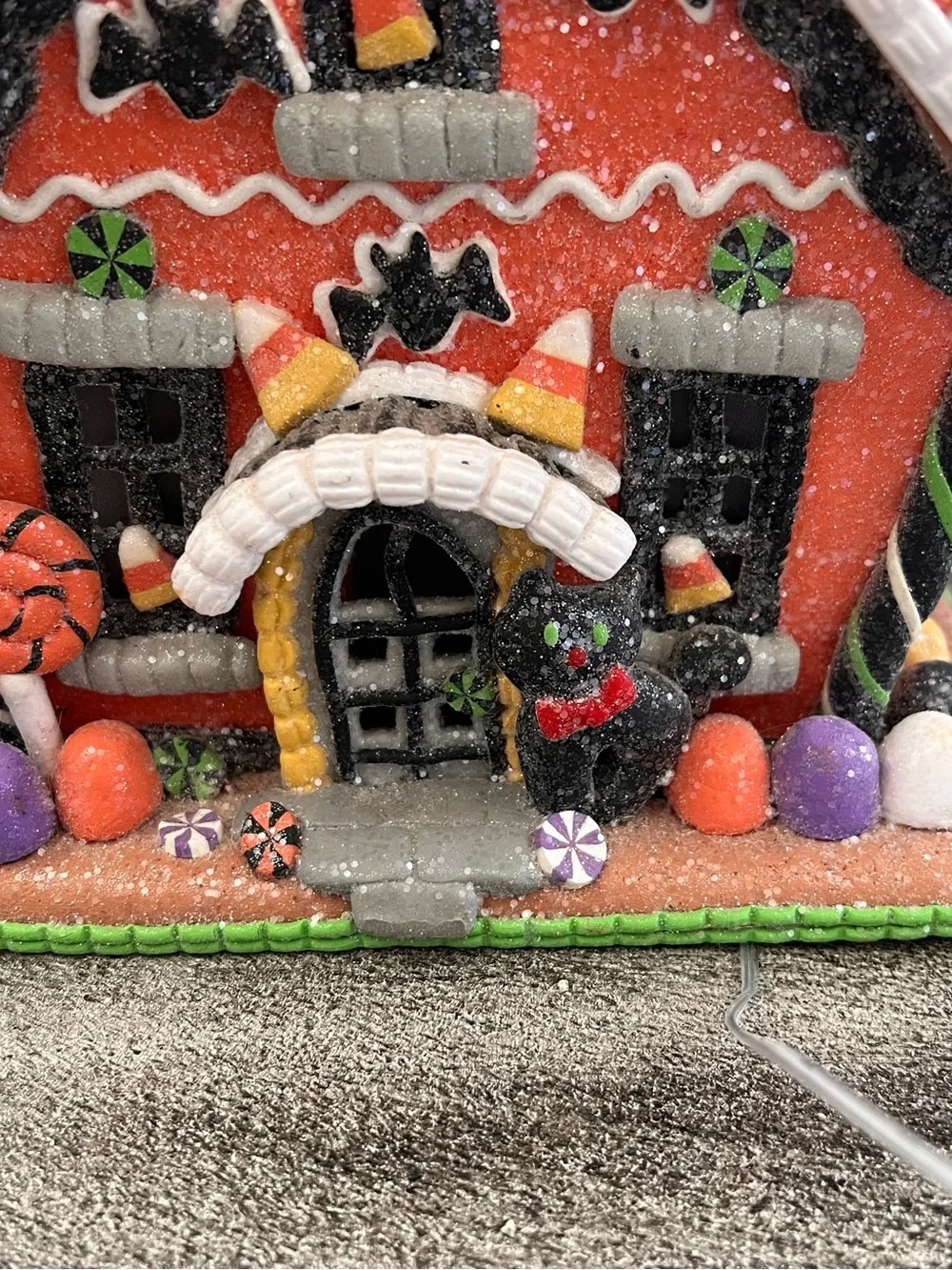 Lighted Sparkle Halloween Gingerbread House Decoration Candy Corn